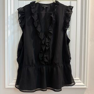 Banana Republic Elegant Black Ruffled Women's Blouse Top - Size XL